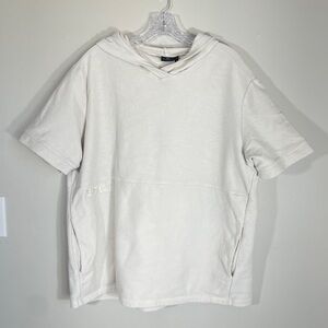 BDG x Bearded Goat Cream Short Sleeve Hoodie | Minimal Streetwear | Size M